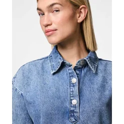 Pieces PCKenya SS A-Shape Denim Dress Noos Medium Blue