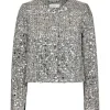 Co Couture BoucleCC Sequin Cocktail Jacket WhiteBlack