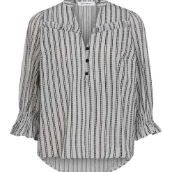 Co Couture NoraCC Frill SS Blouse WhiteBlack