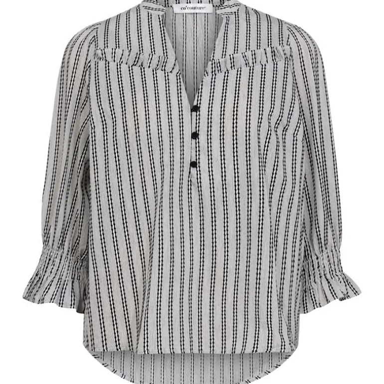 Co Couture NoraCC Frill SS Blouse WhiteBlack
