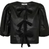 Co Couture PhoebeCC Leather Bow Blouse Black