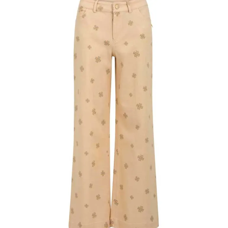 COSTER COPENHAGEN 221-3112 PANTS WITH LOGO PRINT BEIGE