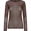 HYPE THE DETAIL 300 MESH BLOUSE BRUN
