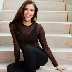 HYPE THE DETAIL 300 MESH BLOUSE BRUN