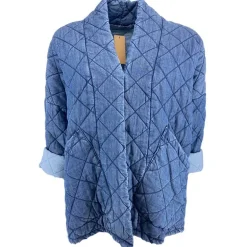 J By J 80894 Quilted Denim Jacket Blue