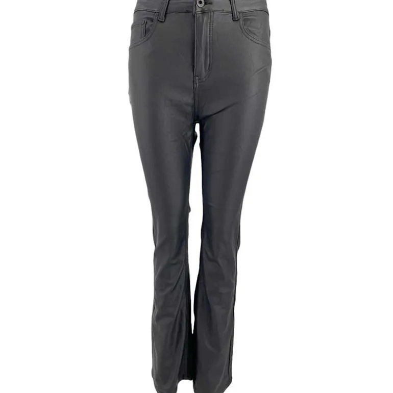 J By J 6866 Wide Stretch Pants Coated Black