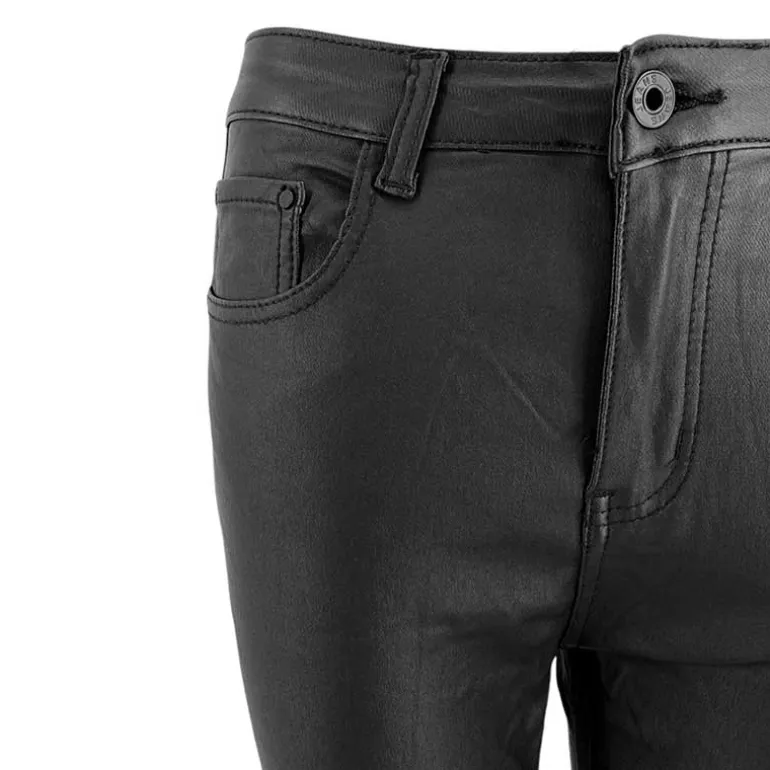 J By J 6866 Wide Stretch Pants Coated Black