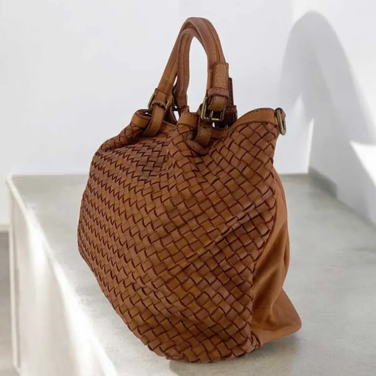 J By J Braided Leather Bag Brown