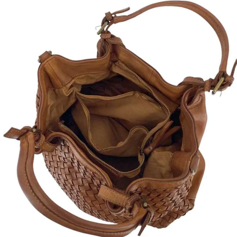 J By J Braided Leather Bag Brown