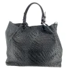 J By J Large Braided Leather Bag Black