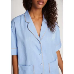 Munthe Ushi SS Pinstripe Shirt Blue