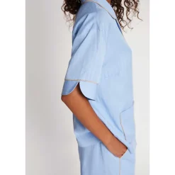 Munthe Ushi SS Pinstripe Shirt Blue