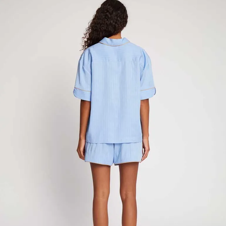 Munthe Ushi SS Pinstripe Shirt Blue