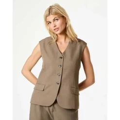 Neo Noir Gamina Structure Waistcoat Khaki