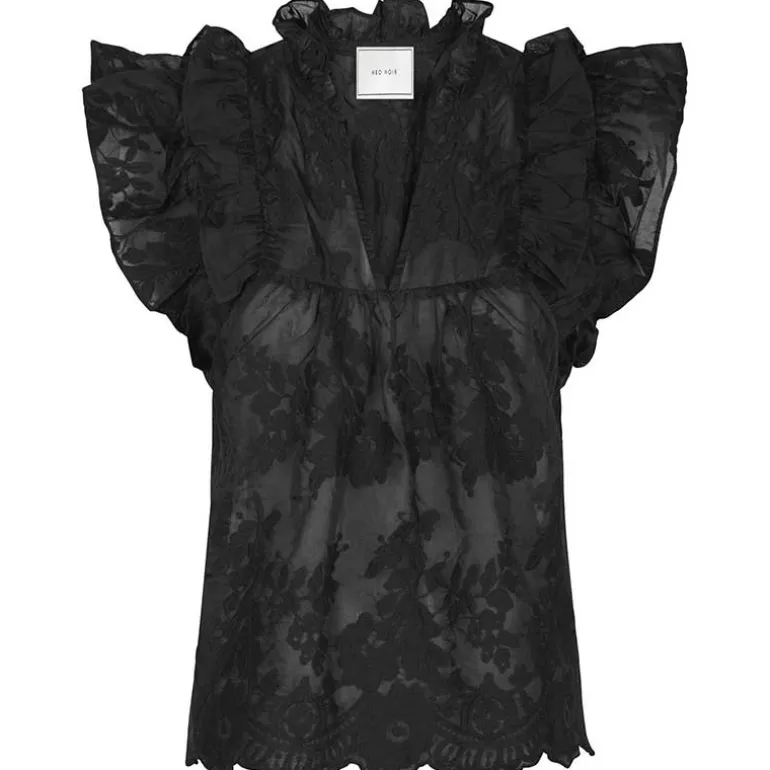 Neo Noir Jayla Big Embroidery Top Black