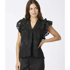 Neo Noir Jayla Big Embroidery Top Black
