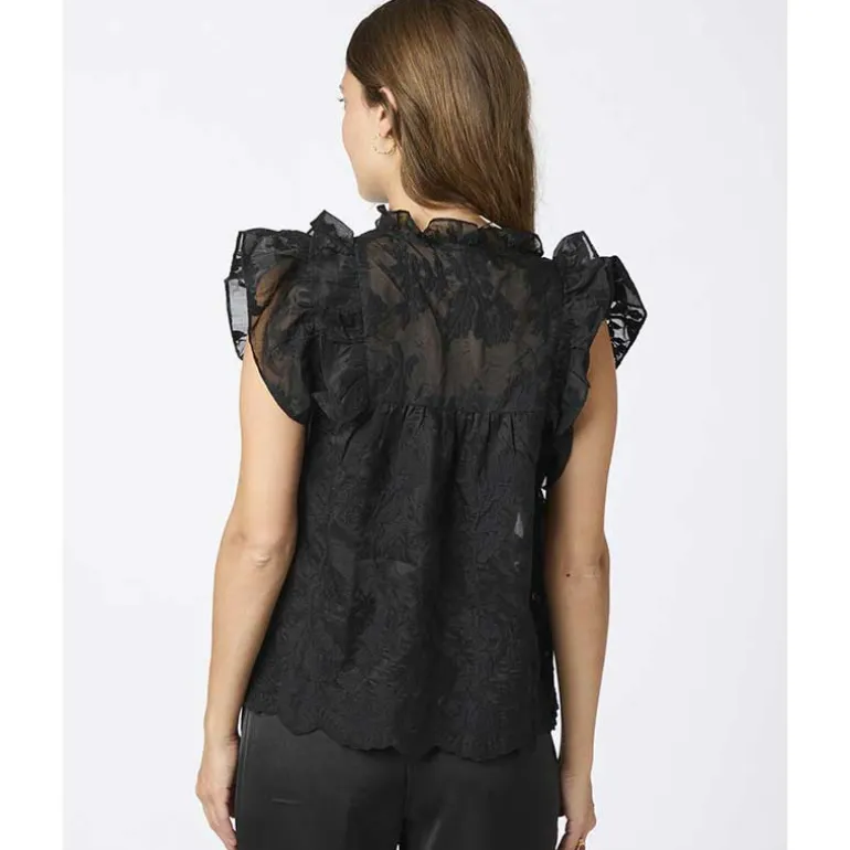 Neo Noir Jayla Big Embroidery Top Black