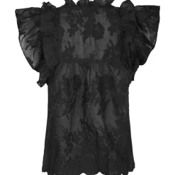 Neo Noir Jayla Big Embroidery Top Black