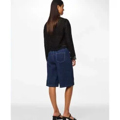 Pieces PCFabia MW Denim Jorts Dark Blue Denim