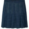 Pieces PCFabia Short Plisse Denim Skirt Dark Blue Denim