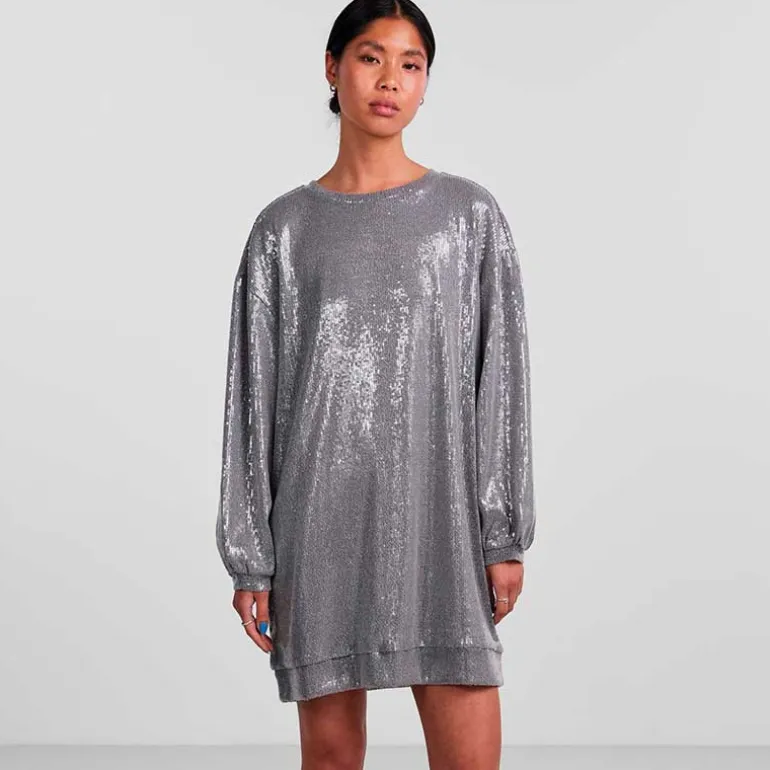 PIECES PCFAWN LS DRESS GRÅ