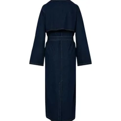 Pieces PCFreya LS Long Denim Trenchcoat Dark Blue Denim