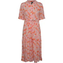 PIECES PCKASEY MIDI SHIRT DRESS LYSERØD