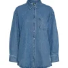 Pieces PCMaisie Ls Denim Shirt Noos Medium Blue Denim