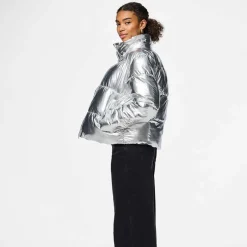 Pieces PCNamie Puffer Jacket Silver