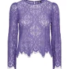 PIECES PCNELLA LS LACE TOP D2D LILLA