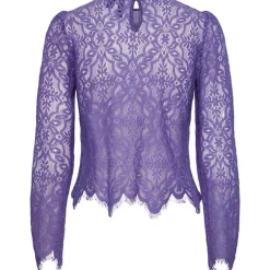 PIECES PCNELLA LS LACE TOP D2D LILLA