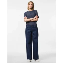 Pieces PCSelma LW Wide Jeans Rinse Noos Dark Blue Denim Rinse