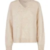 Second Female Brook Knit Loose V-Neck Lys Sand