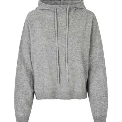 Second Female Lounge Knit Hoodie Grey Melange